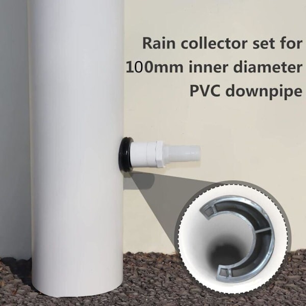 Regnvannsoppsamler, Regnvannsoppsamlingssett, PVC-koblinger, Takrenneoppsamler (100 mm)