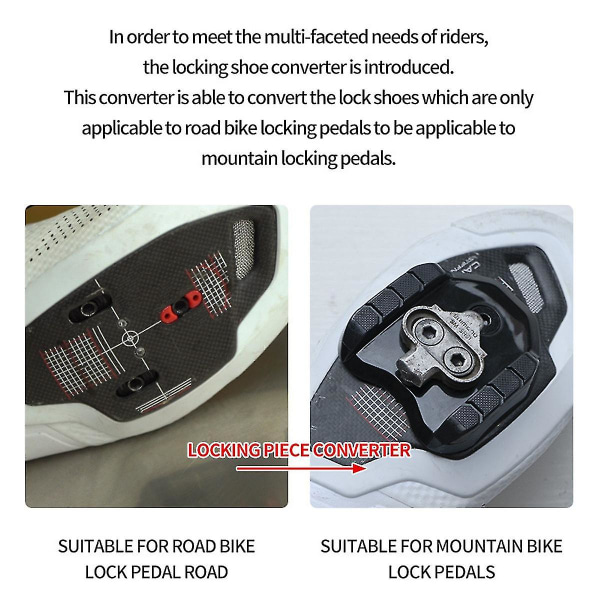 Cykellås Pedaladapter Road Convert Pedal Spd Shoe Cleat Cover Dubbel användning Adapter Cleps Cykel black