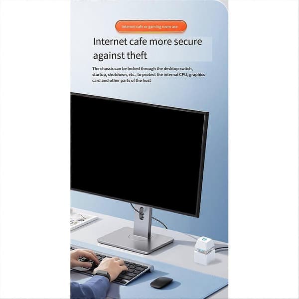 Datoromkopplare PC Moderkort Extern Start LED-ljus Ström PÅ/AV Fyrkantig Knapp 2M Förlängningskabel White