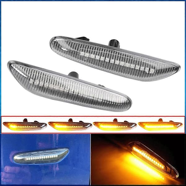 63137253326 2-bens interface sekventiel blinkende LED sidemarkeringslys kompatibel med BMW 1/3/5-serie X1 E84 X3 E83 Krystal Crystal