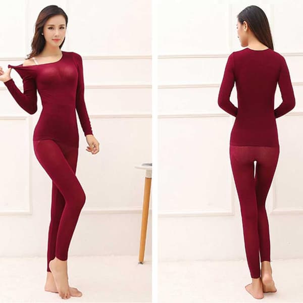 Termosæt Behagelige Efterårs Long Johns Toppe Offi Woman Black Type 1