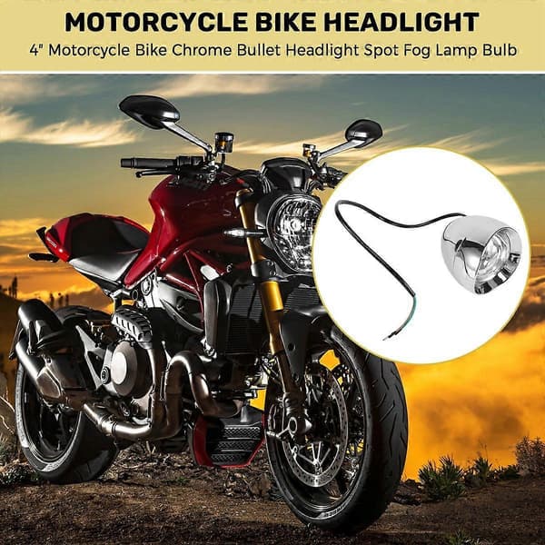 4\" Motorsykkel Sykkel Krom Kule Frontlys Tåkelys Pære For Chopper Silver