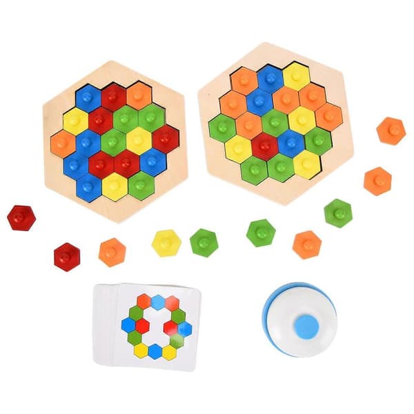 Børns Voksen Træ Hexagonal Puslespil Forældre Barn Interaktion Farverigt Hjernevrider Legetøj til Børn