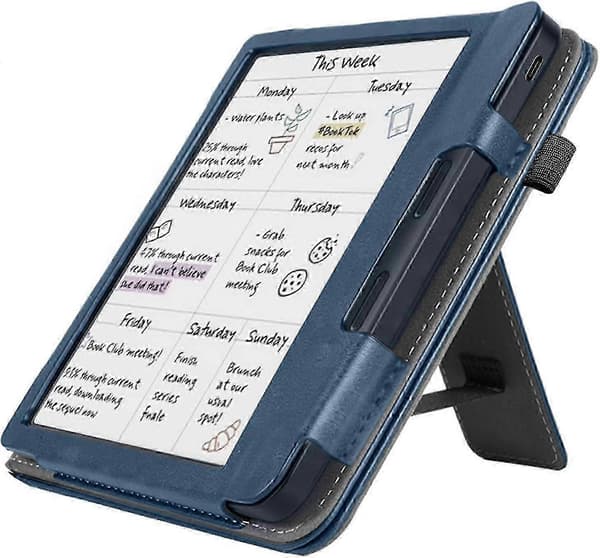 Førsteklasses stativdeksel for 7\" Kobo Libra Colour - PU-skinn med håndstropp Black