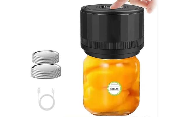 Elektrisk Mason Jar Vakuumforsegler Sæt til Madopbevaring og Konservering Black One Size