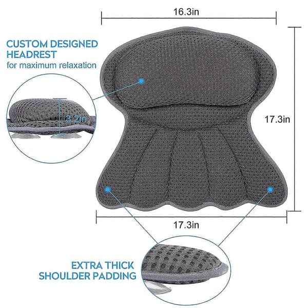 Badekarpute, Luksus Badekarpute, Ergonomiske Badekarputer Kompatible Med Badekar, Myk 4D Mesh Badekarpute