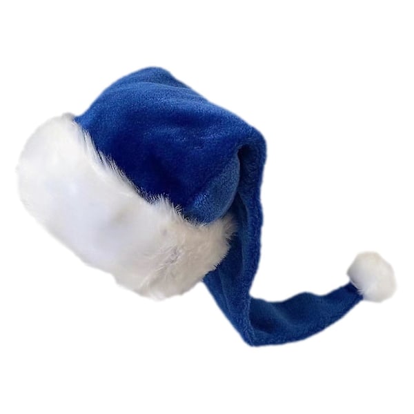 Julenissens lue for voksne Unisex Fløyel Komfort Ekstra Tykk Julelue Julaften Nyttår Fest Dekorativ Feriehatt Royal Blue