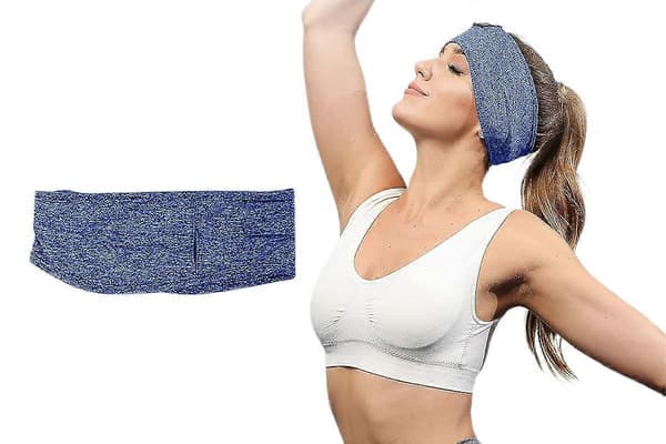 Bluetooth musikkhodebånd sovemaske for løping, yoga og samtaler Blue One Size