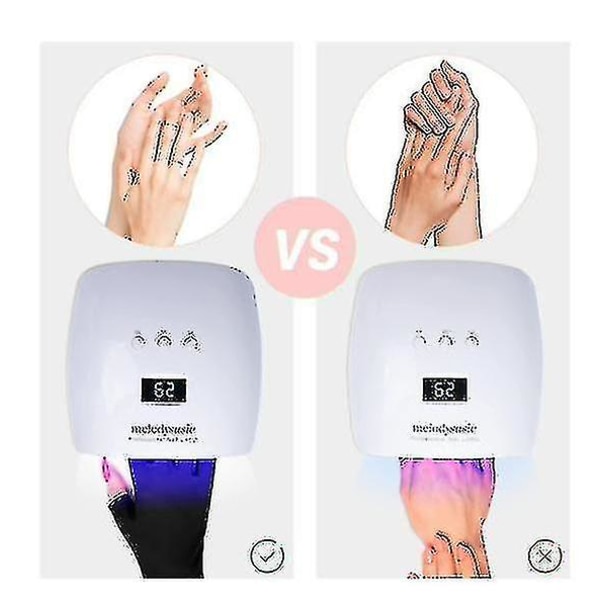 2 par UV-handsker til Gel-neglelampe, UV-beskyttelseshandsker til manicure C Black