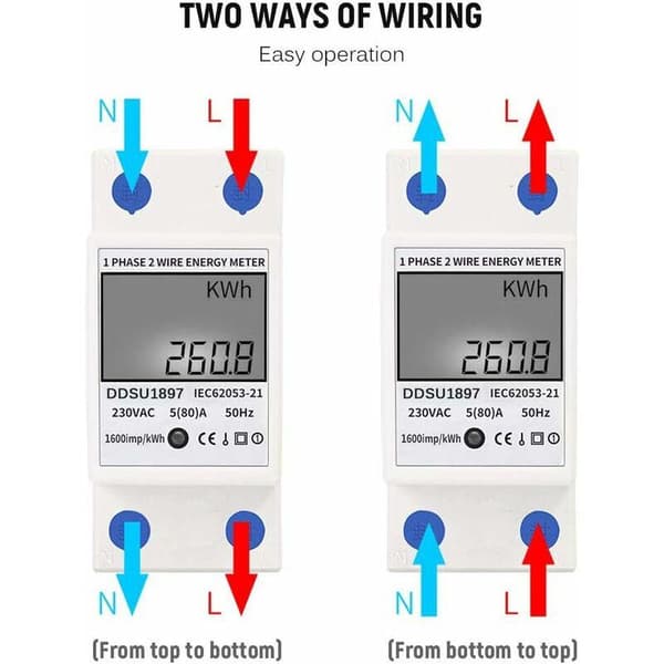 Enfas elmätare, 80A 220V digital effektmätare