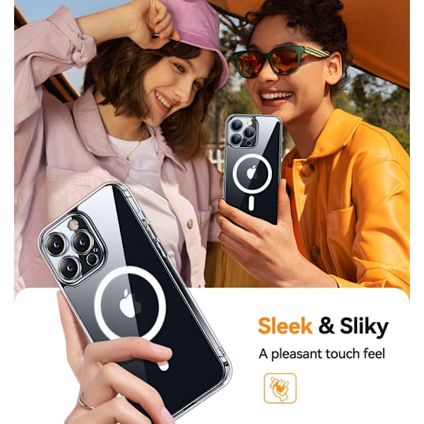 Magnetiskt skal för iPhone 16 Pro Max med fullständigt kameraskydd [Kompatibel med MagSafe] [Genomskinlig matt] Skyddande telefonfodral, varmrosa Clea Clear iPhone 16 Pro