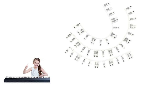 88 tangenter aftagelig silikone klaver keyboard nodeetiketter sæt klaverøvelsesnode Black One Size