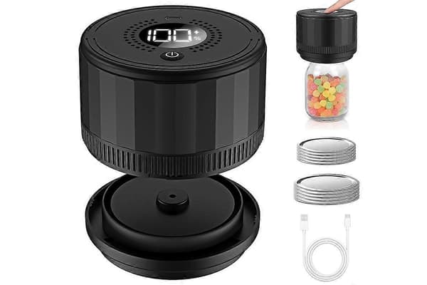 Elektrisk Mason Jar Vakuumforsegler Sæt til Madopbevaring og Konservering Black One Size