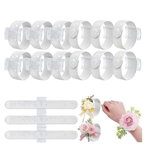 12 stykker Slaplet Håndleddscorsage Armbånd Håndleddsbånd Blomstercorsage Slaplets Bryllupsarmbånd DIY Håndledd