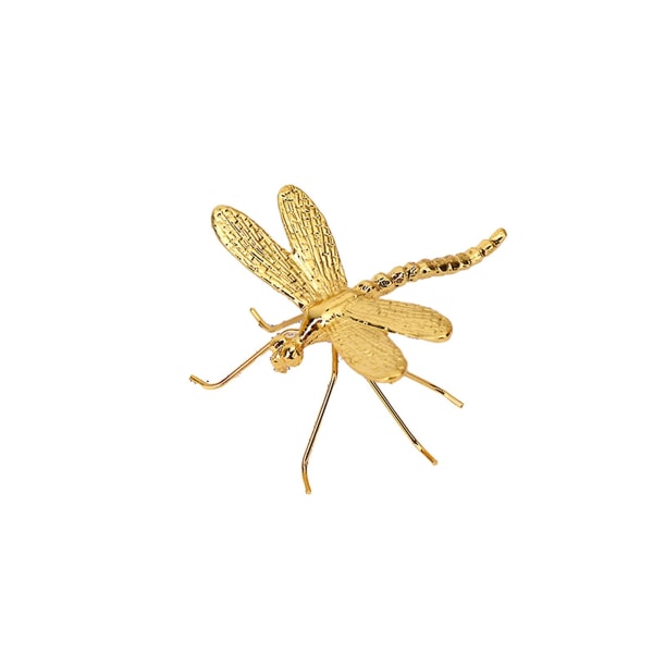 Golden Metal Dragonfly Skulptur Insekt Ornament Mini Dragonfly Figur for hjemmekontor Hage Desktop Decor S