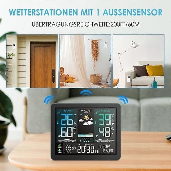 Väderstation. Professionell multifunktionell elektronisk klocka. Temperatur. Luftfuktighet. Barometer. Klåda. Fas