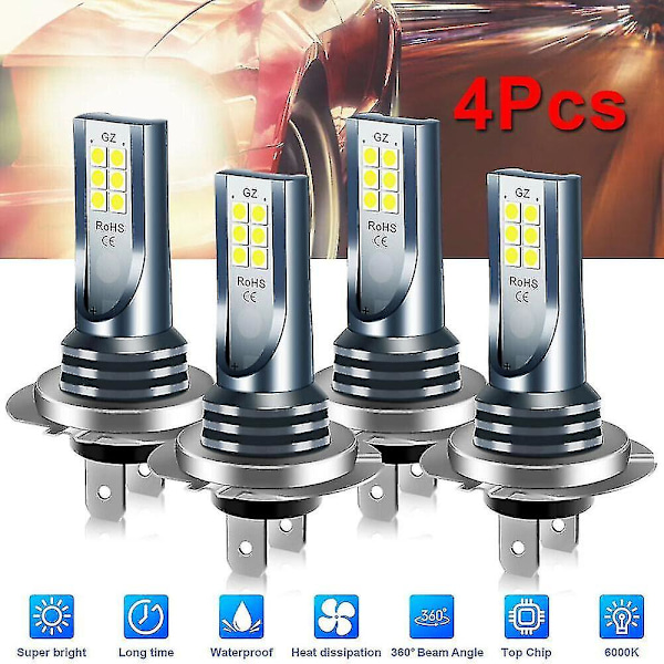 4x H7 Led Headlight Bulb Kit High Low Beam 110w 30000lm Super Bright 6000k White 4 pcs