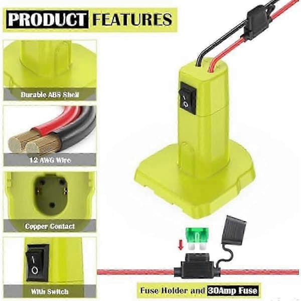 Power Wheels-adapter til Ryobi 18V batteri hjul konverteringssæt