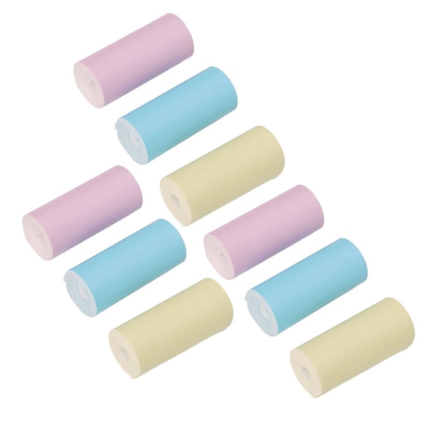 9 st Mini Utskriftspappersrullar Olika Färger Kompakt Portabelt Självhäftande Utskriftspapper för Hem, Kontor, DIY