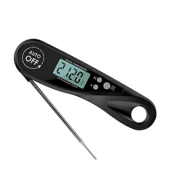 Stegetermometer, øjeblikkelig elektronisk termometer med probe, til madlavning, grill, væske - sort
