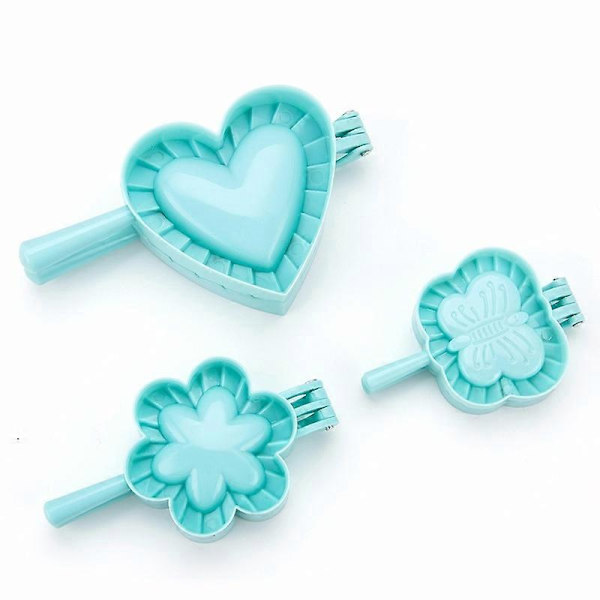 3 stk. blomsterformet ravioli dumpling maker sæt, 3 dumpling forme - til hjemmekøkken (hjerte)