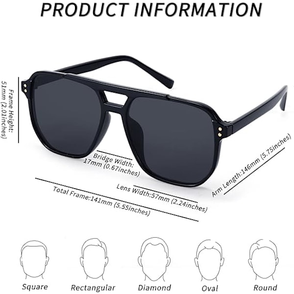 Retro Neliö Aviator Aurinkolasit Naiset Miehet 70-luvun Vintage Trendikkäät Muovikehyksiset Aurinkolasit