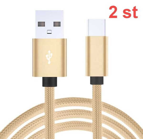 2-PAKKE Hurtiglading 2M USB-C kabel /lader / ladeledning Svart black