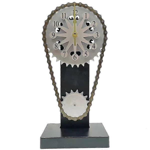 Steampunk-kello liikkuvilla hammaspyörillä, kodinsisustus, pyörivä hammaspyöräkello WHITE