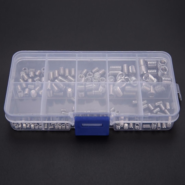 200 st 304 Rostfritt Stål Grub Skruvar Hex Socket Skruv Sortiment Kit Set M3/m4/m5/m6/m8 (trasslig)