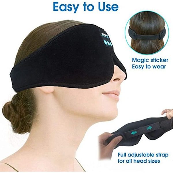 Sovhörlurar, 3D Sömnmask Bluetooth Trådlös Musik Ögonmask, Sovhörlurar för Sidosovare Sömnmask med Bluetooth H