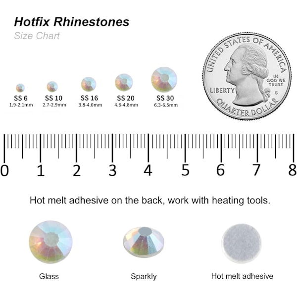 6000 st Hotfix Kristaller AB Rhinestones för DIY-hantverk, SS10 (2,7-2,9 mm) Crystal AB Crystal AB SS10