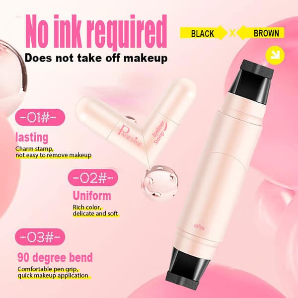 Rotating Eyeliner Stamp Pen Waterproof Long-lasting Makeup Eyeliner Double-sided Stamp M3d8 01# Natural Black, 2.1 ml