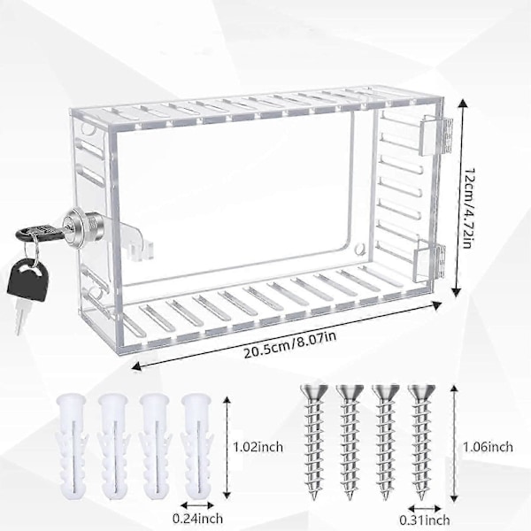 Universaali termostaatin lukituslaatikko avaimella, kirkas suuri termostaatin suojus seinälle, termostaatin suojus sopii termostaateille 7H x 4,5W tuumaa tai pienemmille