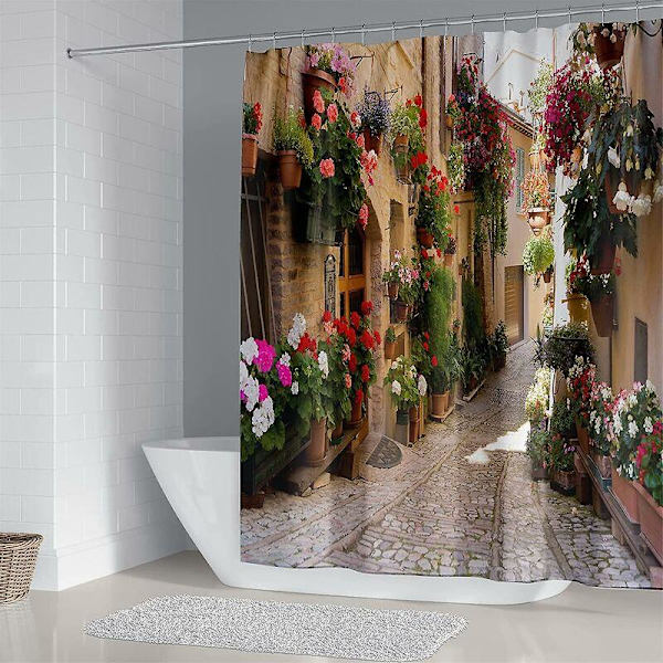 200 x 230 cm Duschdraperi Blommig Gata Tryckt Duschdraperi