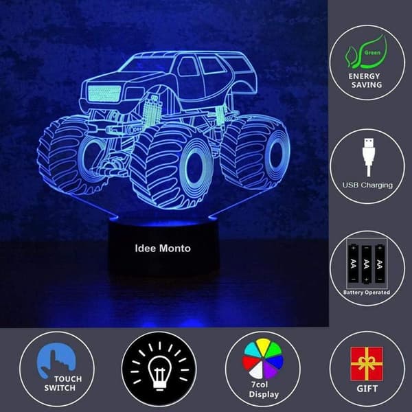 Nattlampa LED-lampor 3D-belysning Ljusguide Monste
