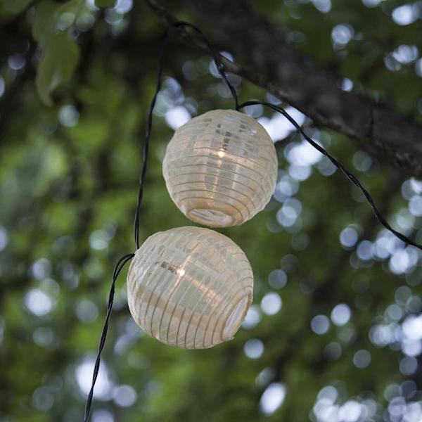 Solcelle lyskæde Beige risbolle 10 LED varm hvid