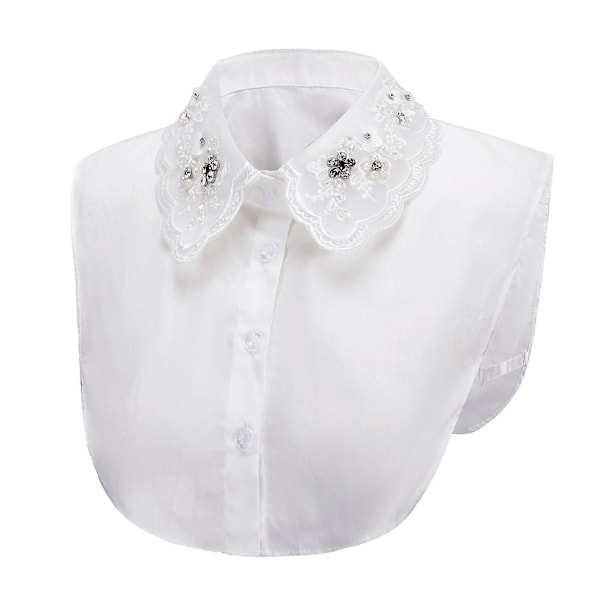 Detachable Fake Collar Elegant Floral Lace Embroidered Half Shirt For Women Girls