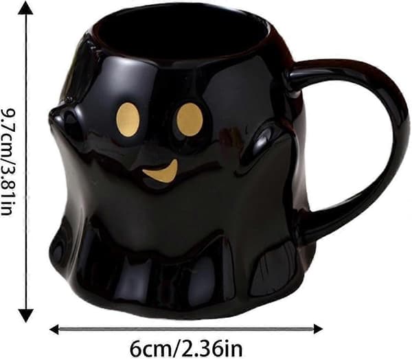 Halloween Spøkelseskopp, Keramisk Spøkelseskopp, Spøkelseskaffekopp, Søt Spøkelsesmønsterkopp Black