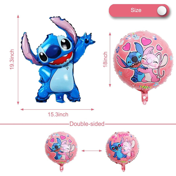 Lilo och Stitch partyballonger Stitch party aluminiumfolieballonger passar Stitch födelsedagsfest dekorationer (10 st rosa)
