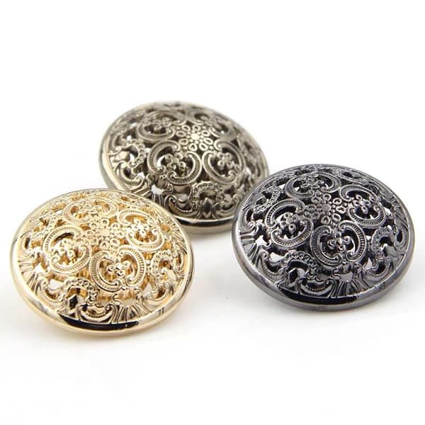 10 stk (gull, 20 mm) Klesknapp - Retro søm med hule knapper{EE}