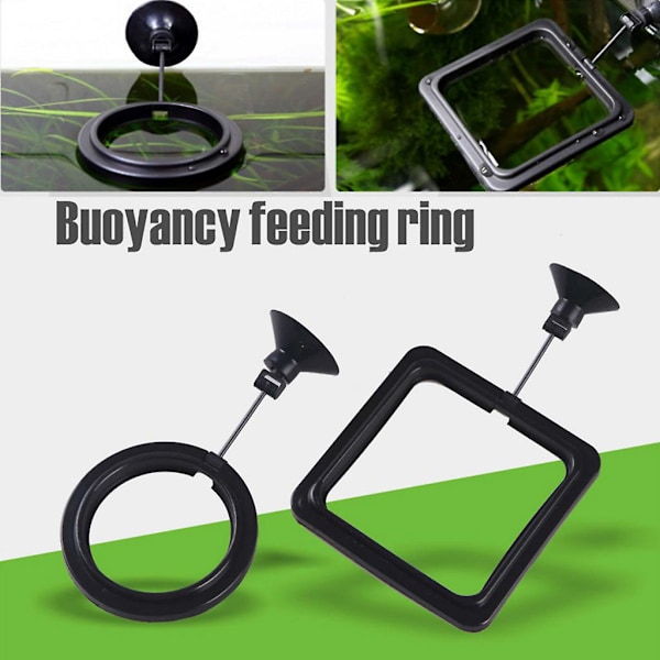 Foder Ring Akvarium Feeder Små Cirkler Med Sugekopper Sort Square