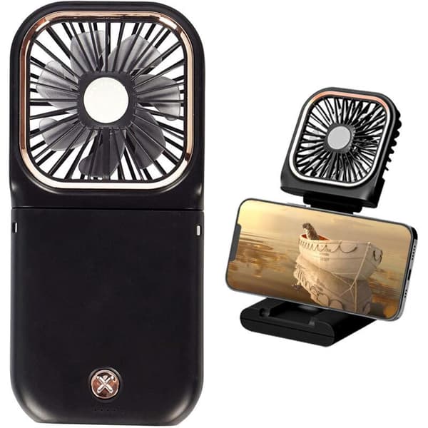 Mini Portable Foldable USB Fan Multifunctional 3 Speeds Battery Powered for Office Home Outdoor Black
