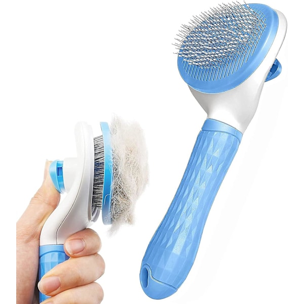 Dog Brush Cat Brush Grooming Comb,Self Cleaning Cat Dog Slicker,Pet Grooming Tool with Cleaning Button for Cat Dog Shedding Cat Dog Massage