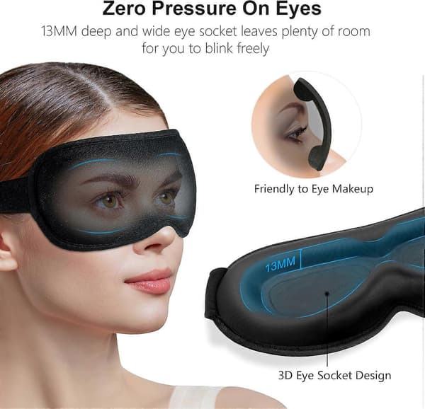 Sovemasker for kvinner og menn - Null øyetrykk sovemaske - Ergonomisk design 3D-utskjæring