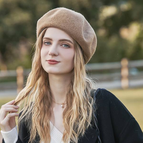 Fransk basker dame efterår og vinter vintage stor hårfarve