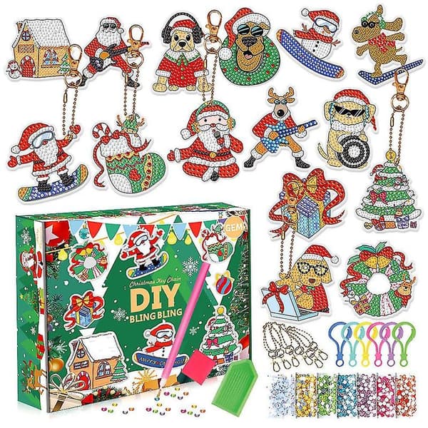 Jul 5D Diamantmaleri Julekalender 24 Dages Nedtælling Blind Box Legetøj