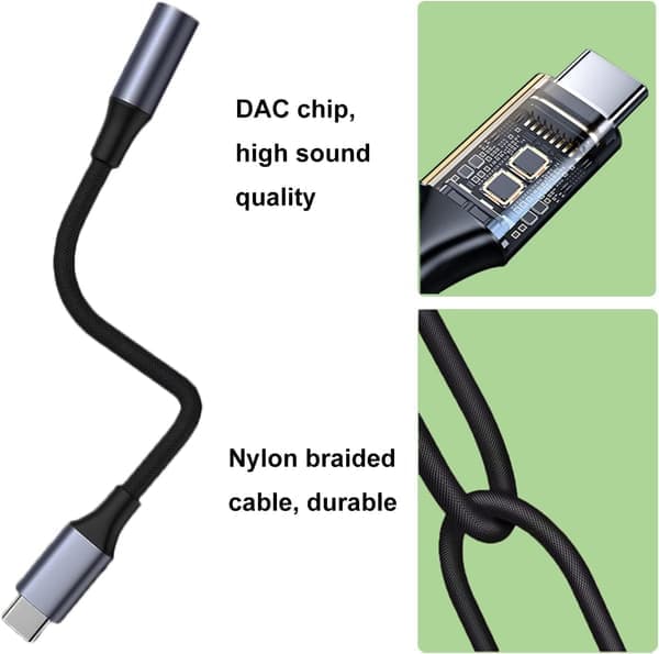 USB C til 3,5 mm Jack Adapter (2-pakning), Hodetelefonadapter Type C til 3,5 mm Hodetelefonadapter Kompatibel med Samsung Galaxy S22 S21 S20 Note20, Xiaomi,