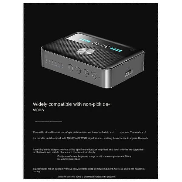 Bluetooth-mottaker 5.3NFC Bluetooth-adapter koaksial fiberoptisk Hifi Bluetooth-sender universell Black