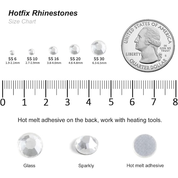 600 st Klar Hotfix Strassstenar, SS30, 6,3-6,5 mm för Hantverk & Kläder Crystal Crystal SS30