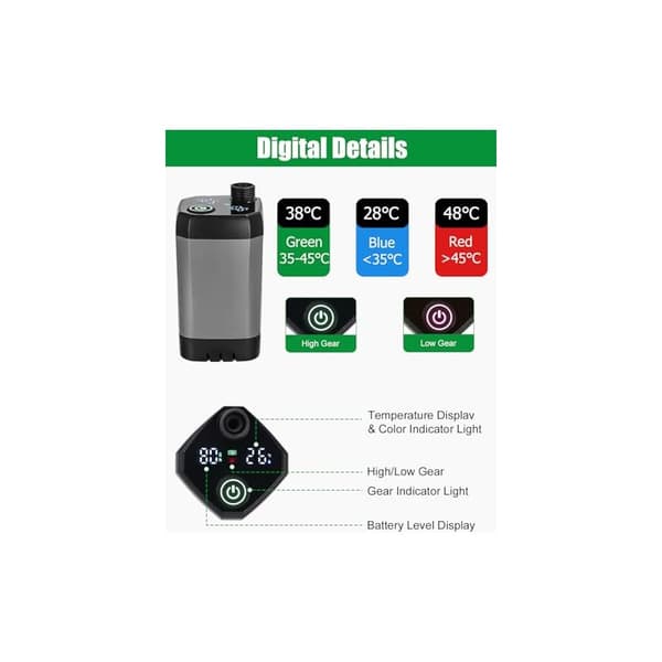 Bærbar campingbruser, genopladelig pumpe med smart digital LED-display, justerbart brusehoved, brusehoved med sammenklappelig spand til camping